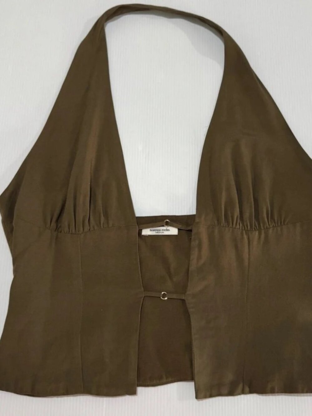 Open Front Halter Top Mistress Rocks Size M - Green - Picture 11 of 11